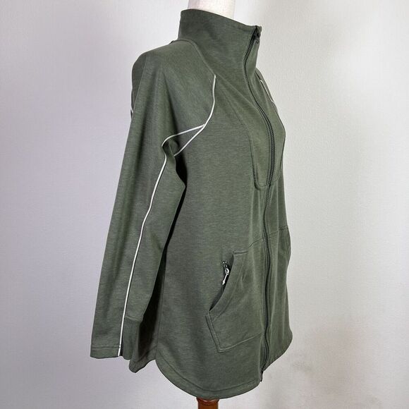 Title Nine Fleece Zip Up Jacket Women's Small Green Soft Olive Athletic Running - Picture 8 of 15